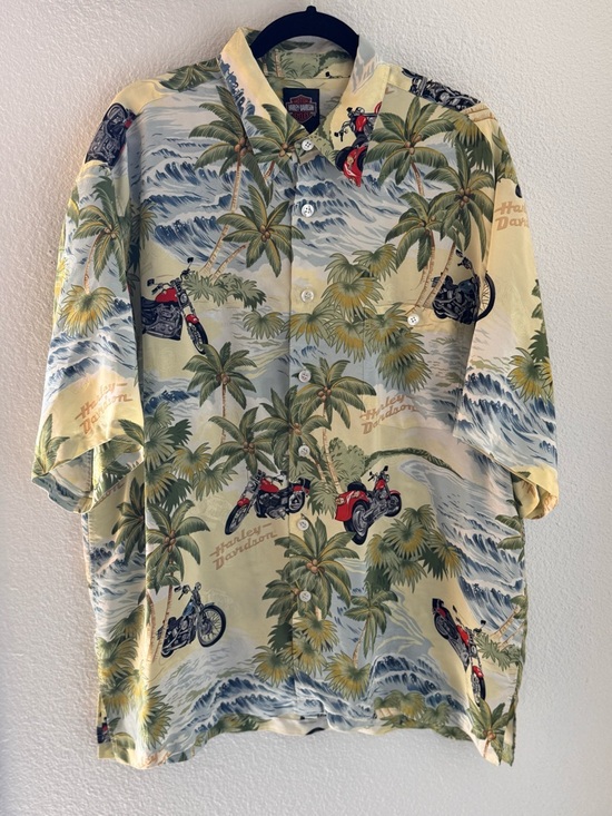 Harley-Davidson Other - Harley-Davidson x Tori Richard 100% Silk Hawaiian Shirt XL Tropical Motorcycle
